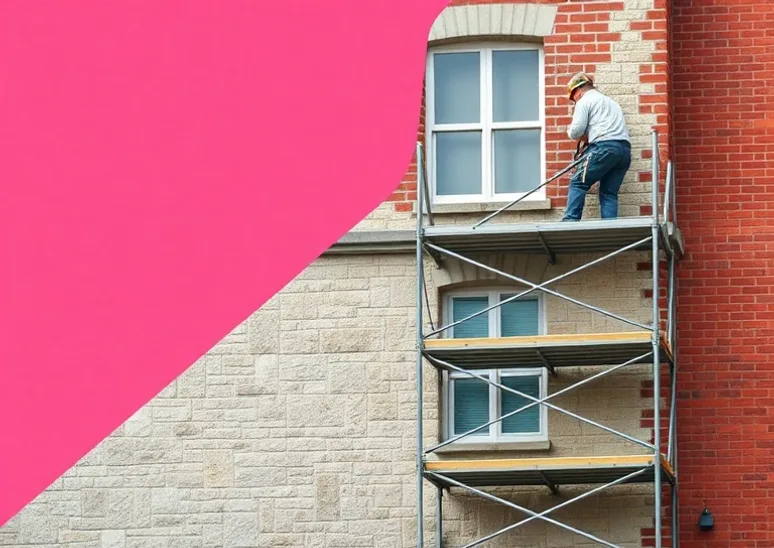 Ravalement de façade en pierre, nettoyage et application d'enduit